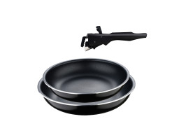 Набір сковорідок зі знімною ручкою Bergner Click & cook, 22/26 см, чорний (BG-31605-BK)
