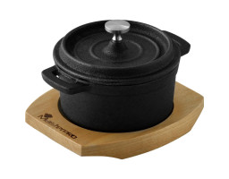 Каструля чавунна з кришкою міні з сервер. дошкою MasterPro Foodies сook&share, 10 см, 0,16 л (BGMP-3804-4)