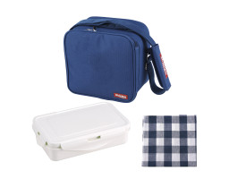 Сумка для обідів (5 предметів) Bergner Walking business, 23х22х13,5 см, голуба (BG-3652-BL)