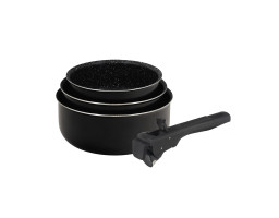 Набір ковшів зі знімною ручкою Bergner Click & cook black, 16/18/20 см (BG-31602-BK)